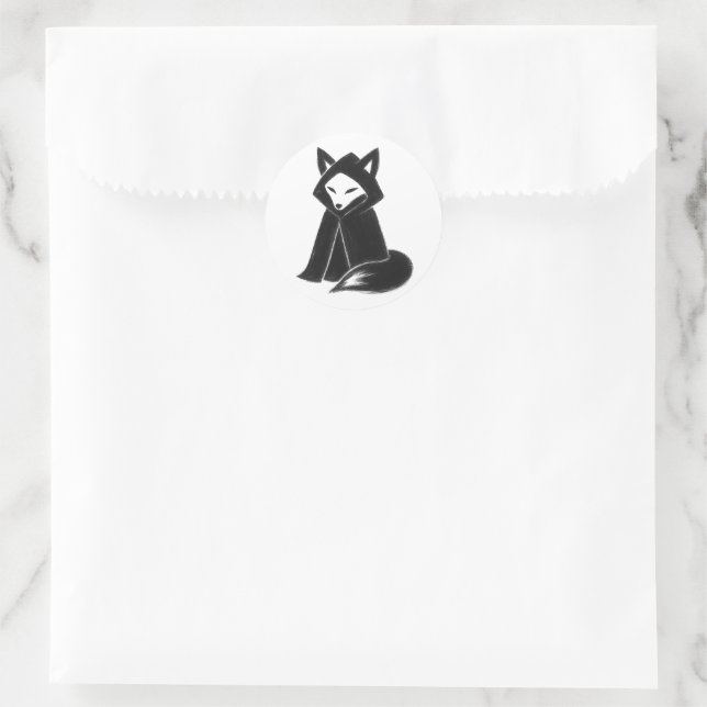 Sticker Rond Fox in Cloak – Mysterious Animal on  (Sac)