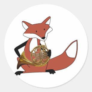 Sticker Rond Fox Jouer la Corne française