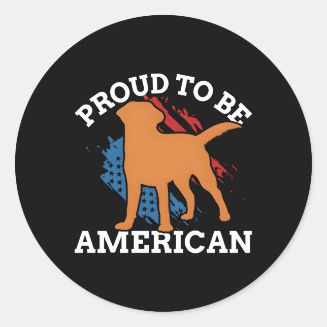 Sticker Rond Fox Red Lab Maman Papa Labrador Retriever Drapeau (Devant)