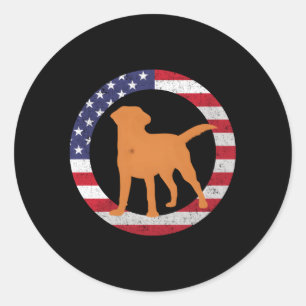 Sticker Rond Fox Red Lab Maman Papa Labrador Retriever Drapeau