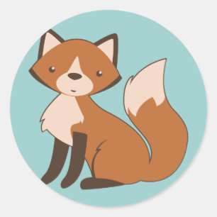 Sticker Rond Fox se reposant mignon
