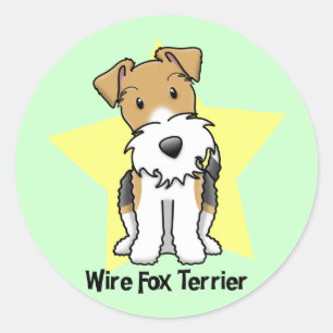 Sticker Rond Fox Terrier de fil d'étoile de Kawaii