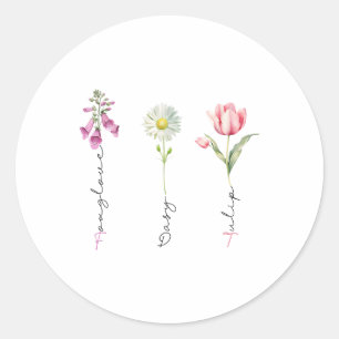 Sticker Rond Foxglove Daisy Tulip Floral Funal Politique