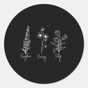 Sticker Rond Foxglove Daisy Tulip Subtil Anti Trump Liberal Fem