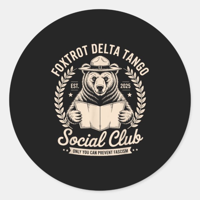 Sticker Rond Foxtrot Delta Tango Social Club Seulement Vous Pou (Devant)