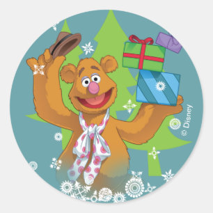 Sticker Rond Fozzy l'ours Joyeuses fêtes