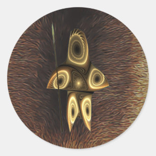 Sticker Rond Fractal Inuit Hunter