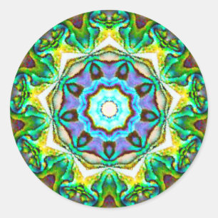 Sticker Rond Fractale iridescente spirituelle de Paua Shell