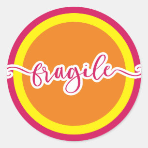 Sticker Rond Fragile - couleurs personnalisées