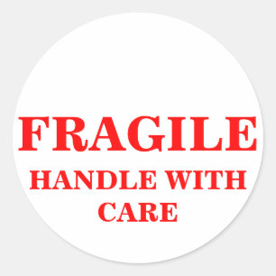 Sticker Rond FRAGILE MANIPULEZ AVEC l'étiquette d'expédition 