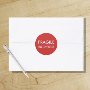 Sticker Rond Fragile / Ne pas plier Affranchissement rouge gras
