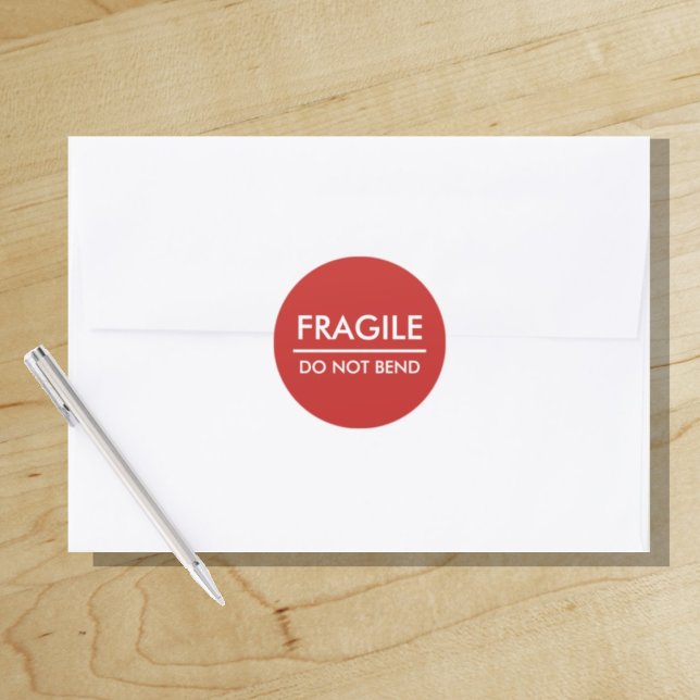 Sticker Rond Fragile / Ne pas plier Red Bold Mailing ("Everyday is abundantly beautiful." 
Sincerely Best Wishes from Lucky Design World)