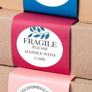 Sticker Rond Fragile s'il vous plaît manipuler avec soin avec l