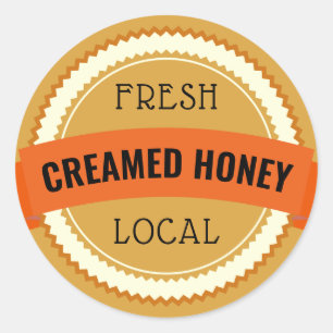 Sticker Rond Fraîche de miel crémé local Jar Amber