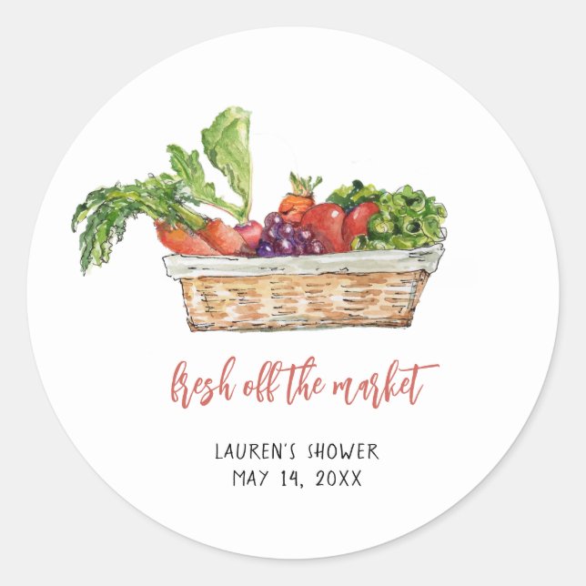Sticker Rond Fraîchement du marché Marque de douche nuptiale au (Devant)