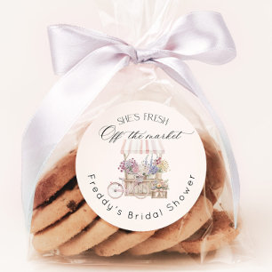 Sticker Rond Fraîchement sortie du marché Chariot de fleurs boh