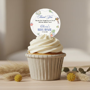 Sticker Rond Frais Sorti du Marché Fête de Mariage Fantaisiste 