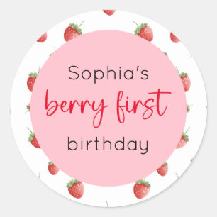 Sticker Rond fraise 1er anniversaire Berry 1er