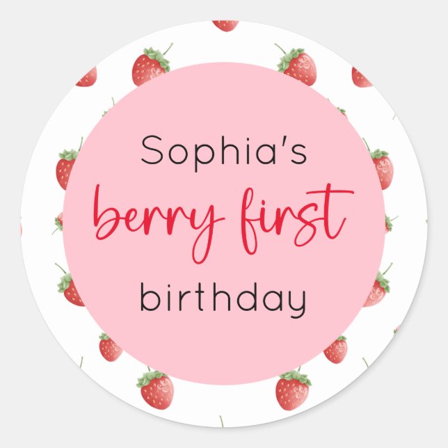 Sticker Rond fraise 1er anniversaire Berry 1er (Devant)