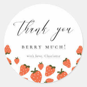 Sticker Rond Fraise Anniversaire Thème Merci