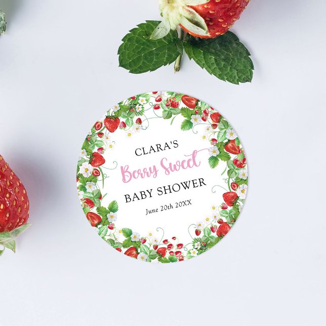Sticker Rond Fraise Baby shower Berry Sweet (Créateur téléchargé)