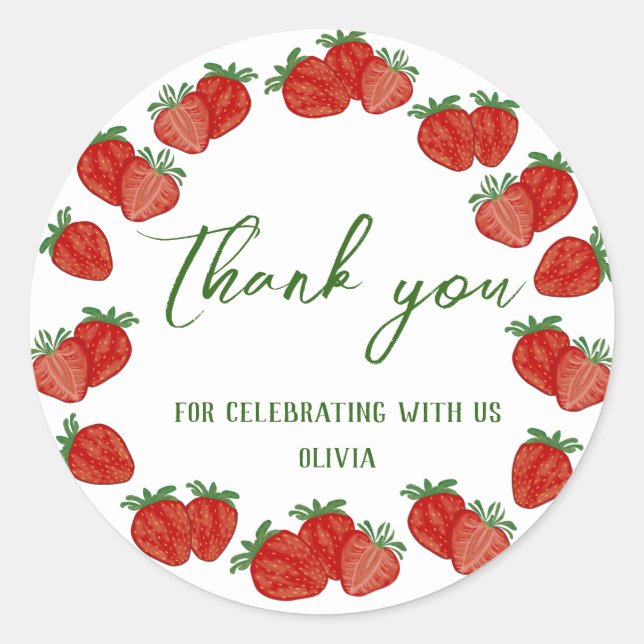 Sticker Rond Fraise Berry Fruit sucré Shcool Office Cadeau (Devant)