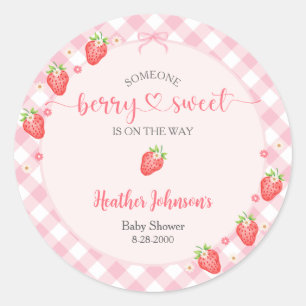 Sticker Rond Fraise Berry Sweet Baby Girl Baby shower