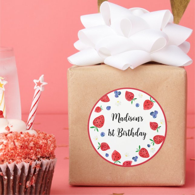Sticker Rond Fraise bleuet Berry Sweet Anniversaire (Fête)