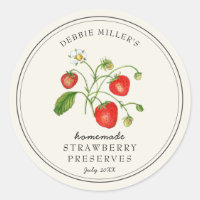 Fraise de style vintage sur pot de confiture blanc