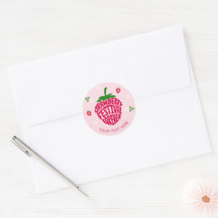 Sticker Rond Fraise Festival Forever Cute Personnalisable