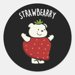Sticker Rond Fraise Funny Pun d'ours aux fraises Dark BG
