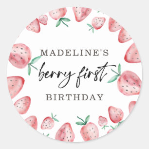 Sticker Rond Fraise Premier anniversaire 1er Berry Sweet Favori