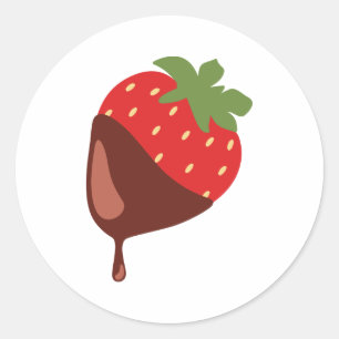 Sticker Rond Fraise recouverte de chocolat
