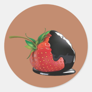 Sticker Rond Fraise recouverte de chocolat