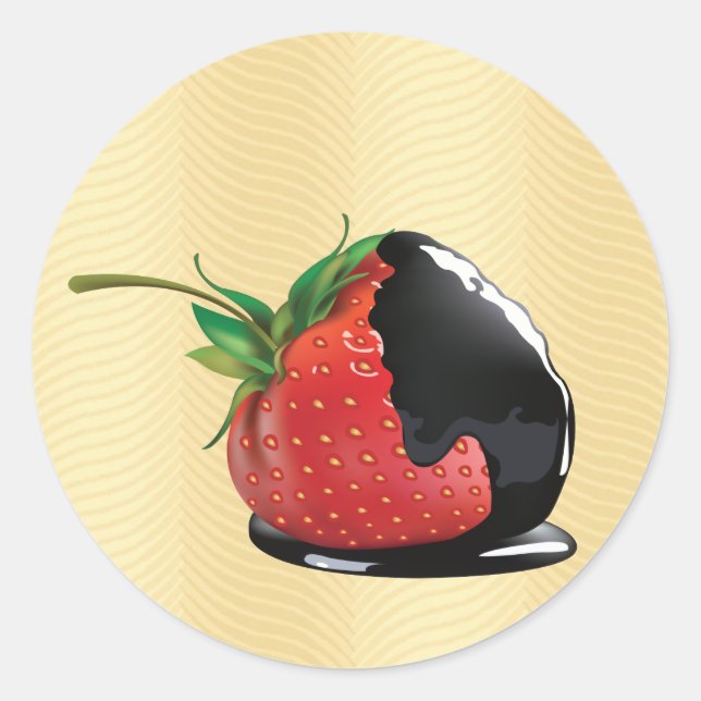 Sticker Rond Fraise recouverte de chocolat (Devant)