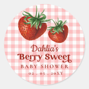 Sticker Rond Fraise rose Rouge Berry Baby shower sucré
