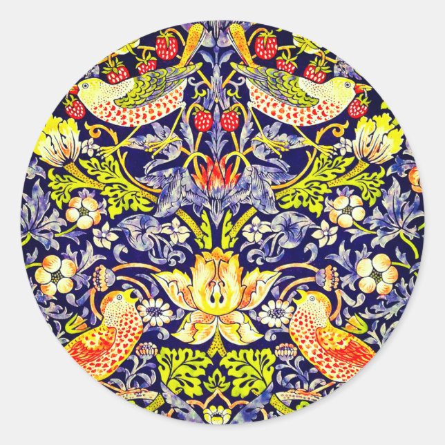 Sticker Rond Fraise Thief Oiseaux William Morris (Devant)