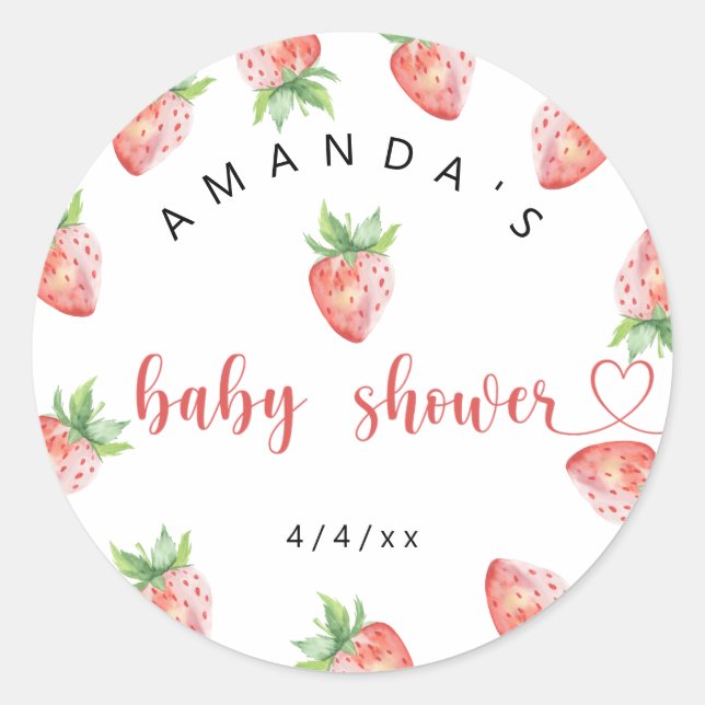 Sticker Rond Fraises - Baby shower (Devant)