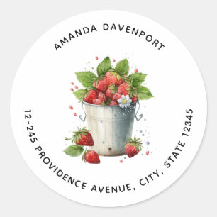 Sticker Rond Fraises fraîches cuites dans une adresse de seau