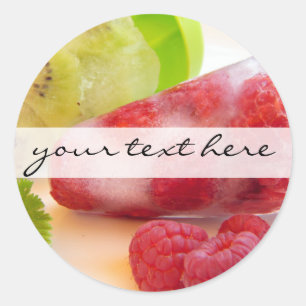 Sticker Rond framboise fraîche de kiwi fruité de glace lollipop