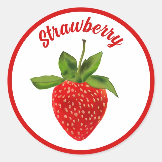 Sticker Rond Framboise rouge avec texte modifiable (Devant)