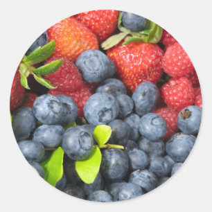 Sticker Rond Framboises bleuets et framboises