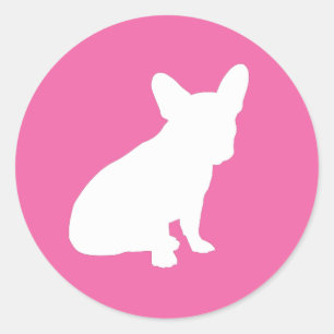 Sticker Rond Français Baby shower Buldog Français Rose
