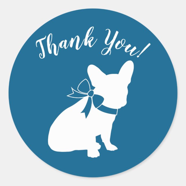 Sticker Rond Français Baby shower Bulldog Français Frenchie Blu (Devant)