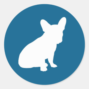 Sticker Rond Français Baby shower Bulldog Français Frenchie Blu