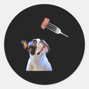 Sticker Rond Français Bulldog Cartogramme Filtre Steak Diner Fu
