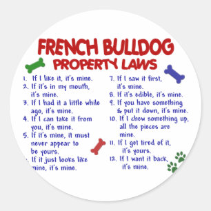 Sticker Rond FRANÇAIS BULLDOG, propriété Lois 2