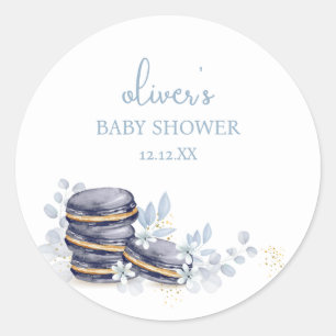 Sticker Rond Français Floral Bonjour Bébé Macaron Baby shower