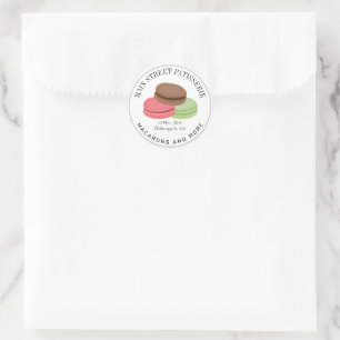 Sticker Rond Français Macaron Patisserie Boulangerie Adresse pr