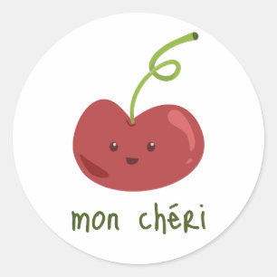 Sticker Rond Français "mon chéri"   Bébé mignon Garçon Fruit ce